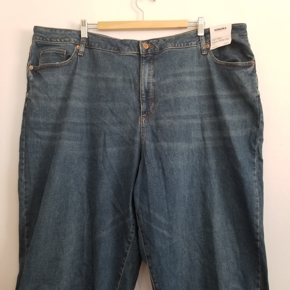 NWT Sonoma High Rise Baggy Wide Leg Cuffed Jeans Size 26W - Picture 2 of 8